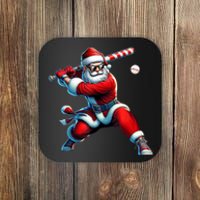 Santa Playing Baseball Christmas Baseball Player Coaster