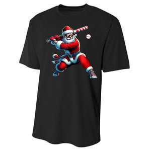 Santa Playing Baseball Christmas Baseball Player Performance Sprint T-Shirt