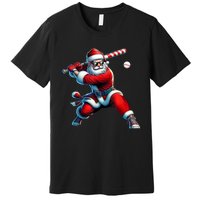 Santa Playing Baseball Christmas Baseball Player Premium T-Shirt