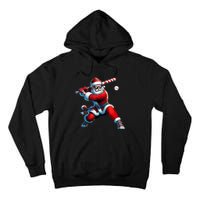 Santa Playing Baseball Christmas Baseball Player Tall Hoodie