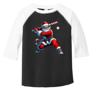 Santa Playing Baseball Christmas Baseball Player Toddler Fine Jersey T-Shirt