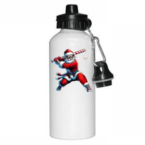 Santa Playing Baseball Christmas Baseball Player Aluminum Water Bottle