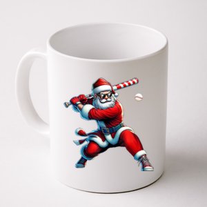 Santa Playing Baseball Christmas Baseball Player Coffee Mug