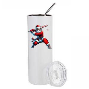 Santa Playing Baseball Christmas Baseball Player Stainless Steel Tumbler