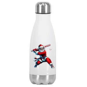 Santa Playing Baseball Christmas Baseball Player Stainless Steel Insulated Water Bottle