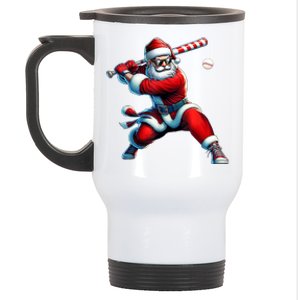 Santa Playing Baseball Christmas Baseball Player Stainless Steel Travel Mug