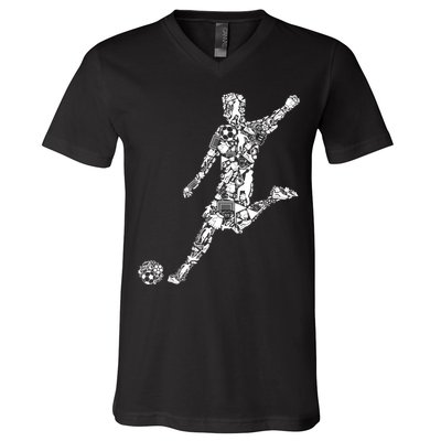 Soccer Player Boys Kids Youth Men TShirt V-Neck T-Shirt