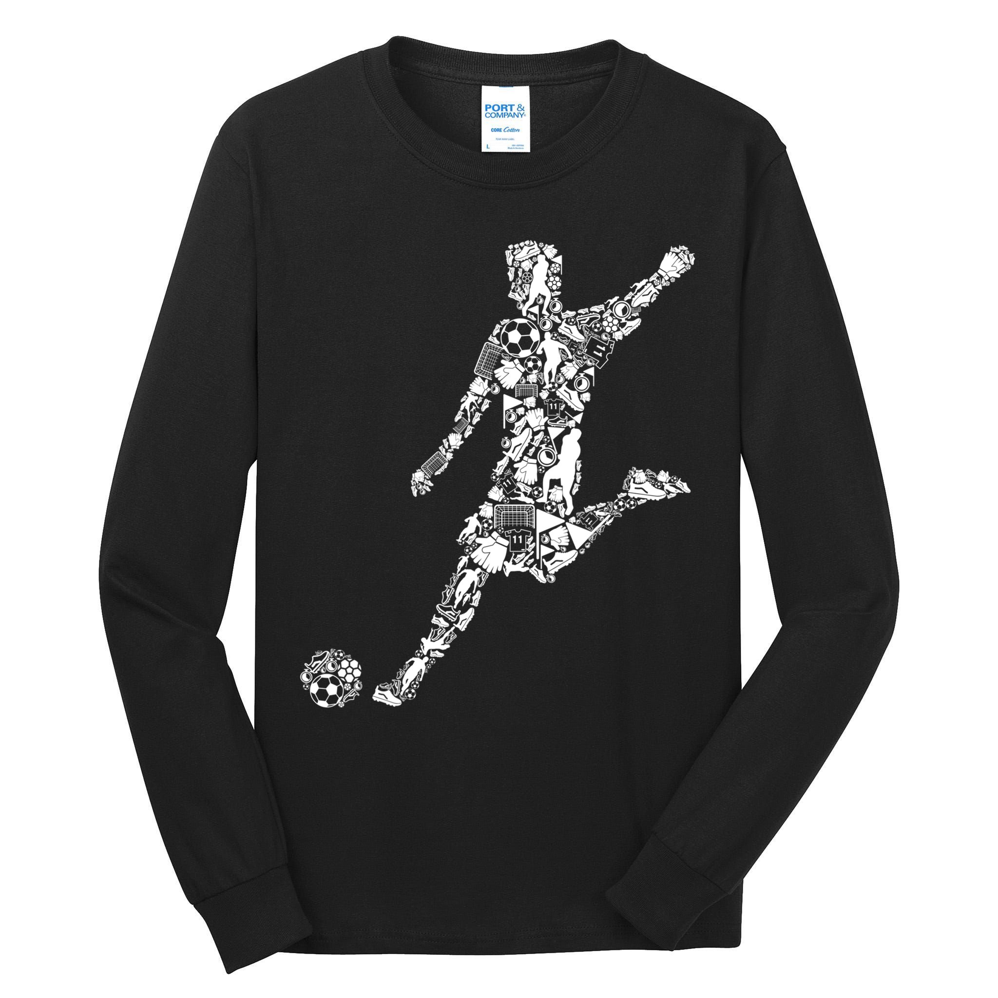 Soccer Player Boys Kids Youth Men TShirt Tall Long Sleeve T-Shirt