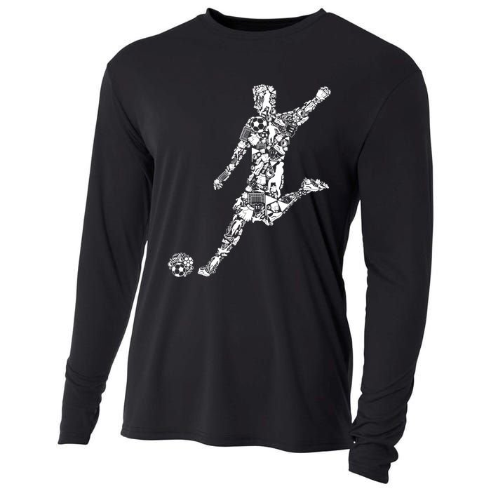 Soccer Player Boys Kids Youth Men TShirt Cooling Performance Long Sleeve Crew