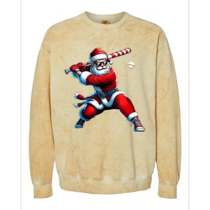 Santa Playing Baseball Christmas Baseball Player Colorblast Crewneck Sweatshirt