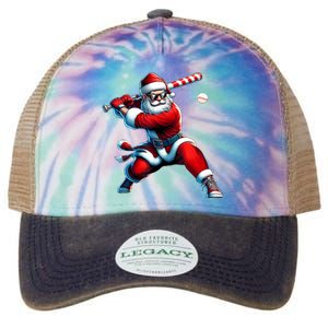 Santa Playing Baseball Christmas Baseball Player Legacy Tie Dye Trucker Hat