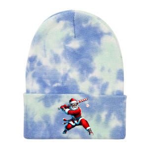 Santa Playing Baseball Christmas Baseball Player Tie Dye 12in Knit Beanie