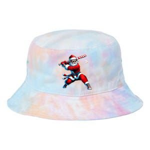 Santa Playing Baseball Christmas Baseball Player Tie Dye Newport Bucket Hat