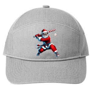 Santa Playing Baseball Christmas Baseball Player 7-Panel Snapback Hat