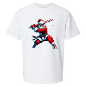 Santa Playing Baseball Christmas Baseball Player Sueded Cloud Jersey T-Shirt