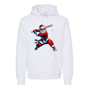 Santa Playing Baseball Christmas Baseball Player Premium Hoodie