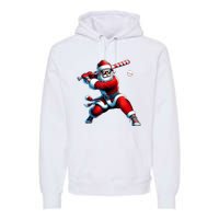 Santa Playing Baseball Christmas Baseball Player Premium Hoodie