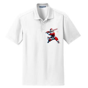 Santa Playing Baseball Christmas Baseball Player Dry Zone Grid Polo