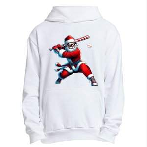 Santa Playing Baseball Christmas Baseball Player Urban Pullover Hoodie