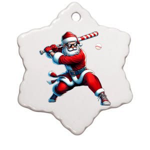 Santa Playing Baseball Christmas Baseball Player Ceramic Star Ornament