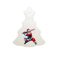 Santa Playing Baseball Christmas Baseball Player Ceramic Tree Ornament