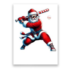 Santa Playing Baseball Christmas Baseball Player Poster