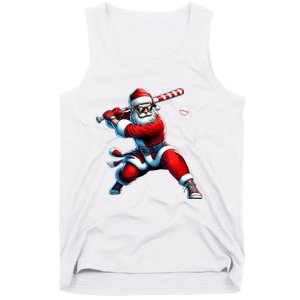 Santa Playing Baseball Christmas Baseball Player Tank Top