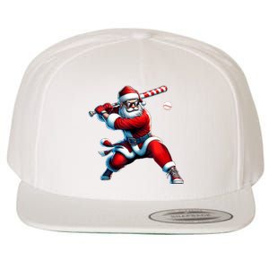 Santa Playing Baseball Christmas Baseball Player Wool Snapback Cap