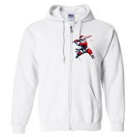 Santa Playing Baseball Christmas Baseball Player Full Zip Hoodie