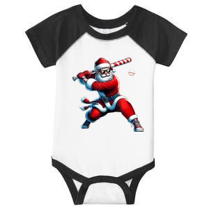 Santa Playing Baseball Christmas Baseball Player Infant Baby Jersey Bodysuit