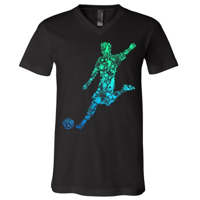 Soccer Player Boys Kids Youth Men TShirt V-Neck T-Shirt