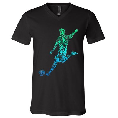 Soccer Player Boys Kids Youth Men TShirt V-Neck T-Shirt