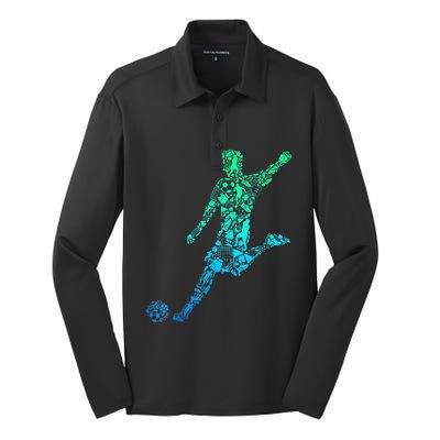 Soccer Player Boys Kids Youth Men TShirt Silk Touch Performance Long Sleeve Polo