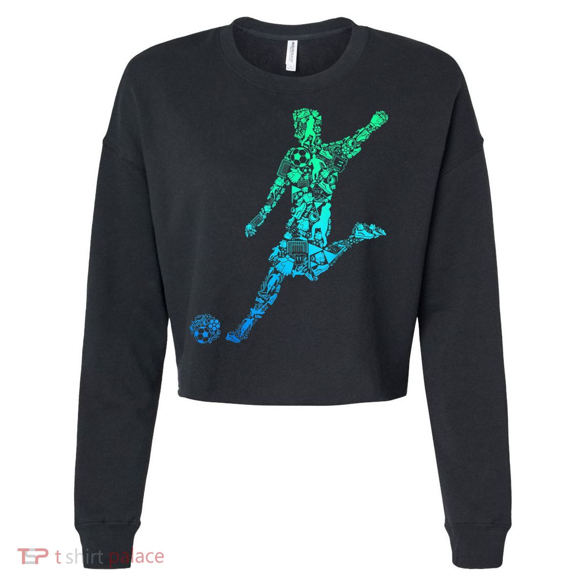 Soccer Player Boys Kids Youth Men TShirt Cropped Pullover Crew