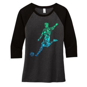 Soccer Player Boys Kids Youth Men TShirt Women's Tri-Blend 3/4-Sleeve Raglan Shirt