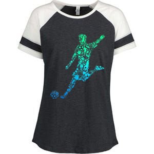 Soccer Player Boys Kids Youth Men TShirt Enza Ladies Jersey Colorblock Tee