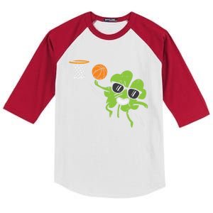 Shamrock Playing Basketball St Patricks Day Cute Gift Kids Colorblock Raglan Jersey