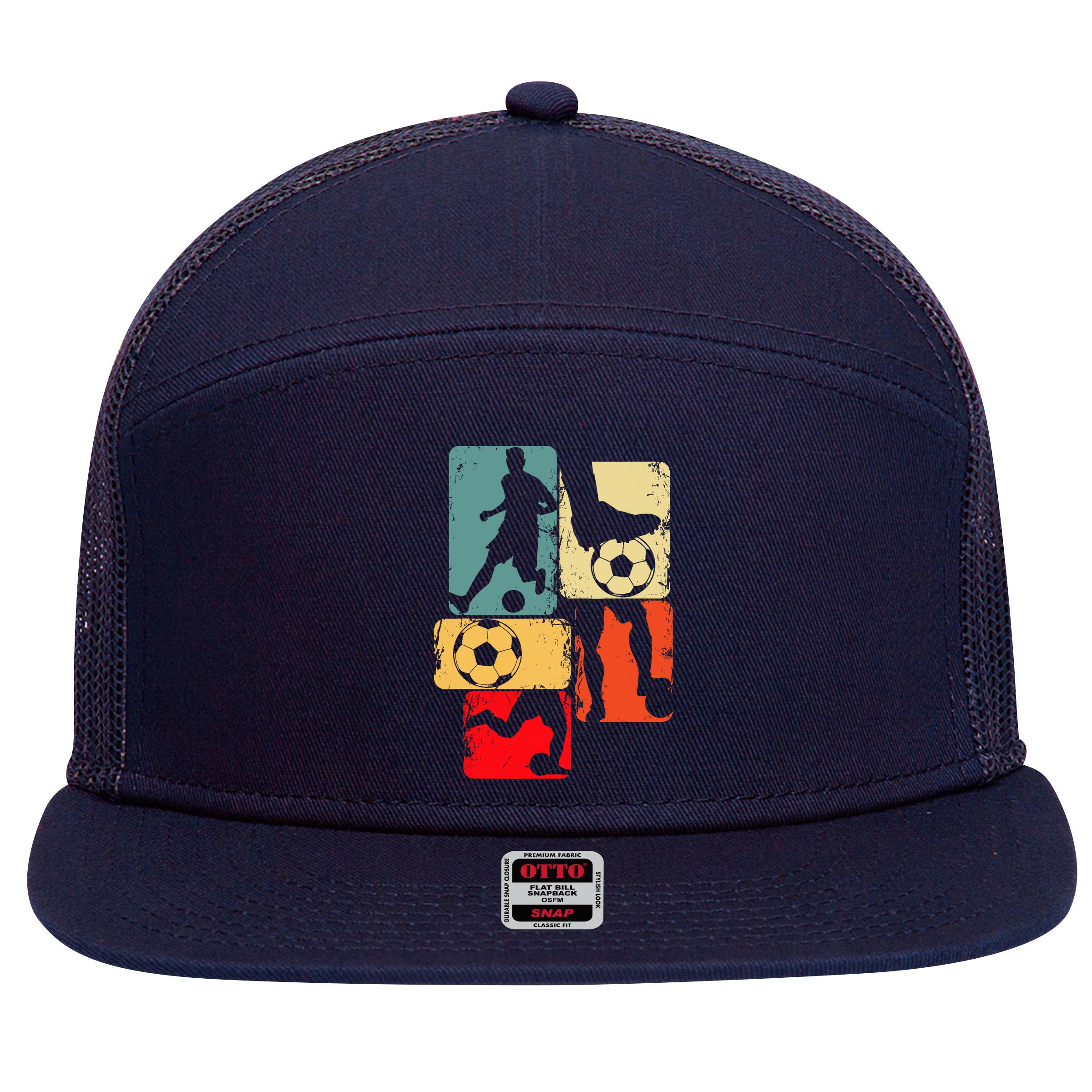 Soccer Player Boy 7 Panel Mesh Trucker Snapback Hat