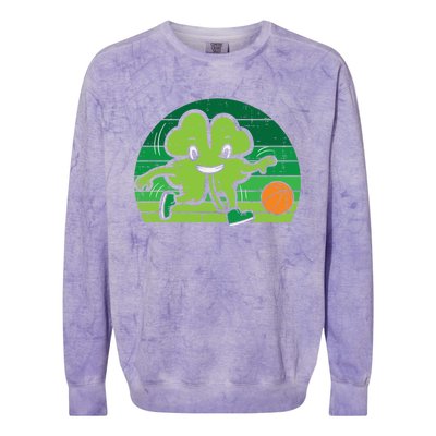 Shamrock Playing Basketball St Patricks Day Cute Gift Colorblast Crewneck Sweatshirt