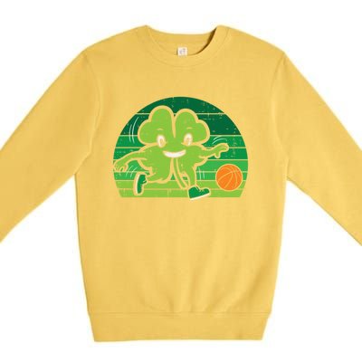 Shamrock Playing Basketball St Patricks Day Cute Gift Premium Crewneck Sweatshirt