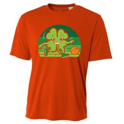 Shamrock Playing Basketball St Patricks Day Cute Gift Cooling Performance Crew T-Shirt