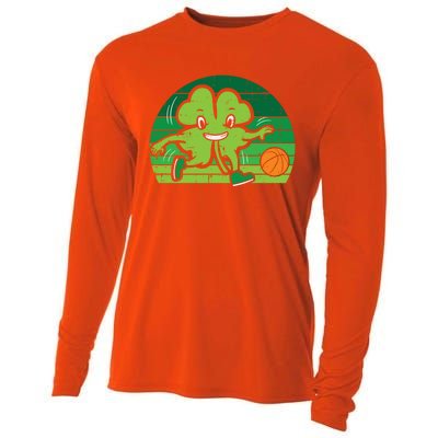 Shamrock Playing Basketball St Patricks Day Cute Gift Cooling Performance Long Sleeve Crew