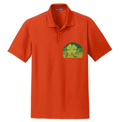 Shamrock Playing Basketball St Patricks Day Cute Gift Dry Zone Grid Polo