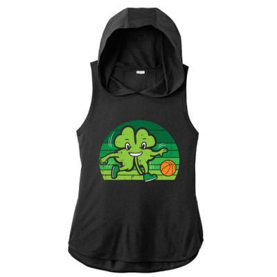 Shamrock Playing Basketball St Patricks Day Cute Gift Ladies PosiCharge Tri-Blend Wicking Draft Hoodie Tank