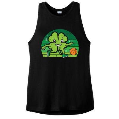 Shamrock Playing Basketball St Patricks Day Cute Gift Ladies PosiCharge Tri-Blend Wicking Tank