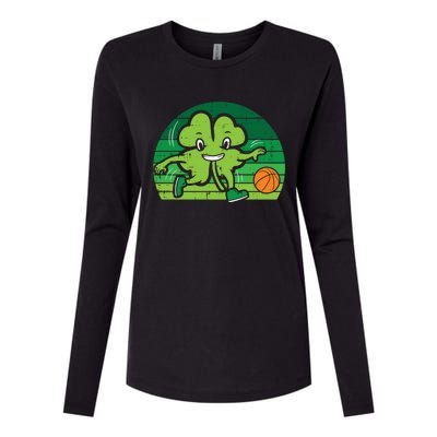 Shamrock Playing Basketball St Patricks Day Cute Gift Womens Cotton Relaxed Long Sleeve T-Shirt