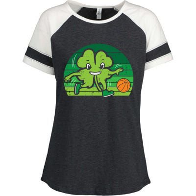 Shamrock Playing Basketball St Patricks Day Cute Gift Enza Ladies Jersey Colorblock Tee