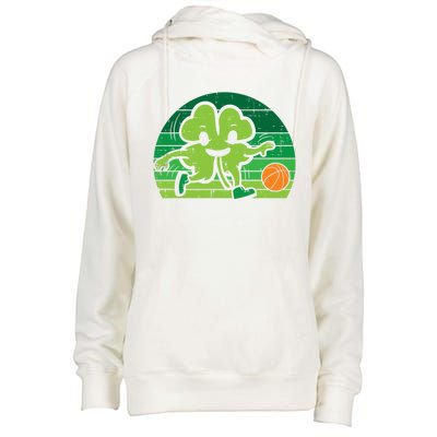 Shamrock Playing Basketball St Patricks Day Cute Gift Womens Funnel Neck Pullover Hood