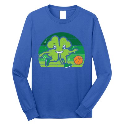 Shamrock Playing Basketball St Patricks Day Cute Gift Long Sleeve Shirt