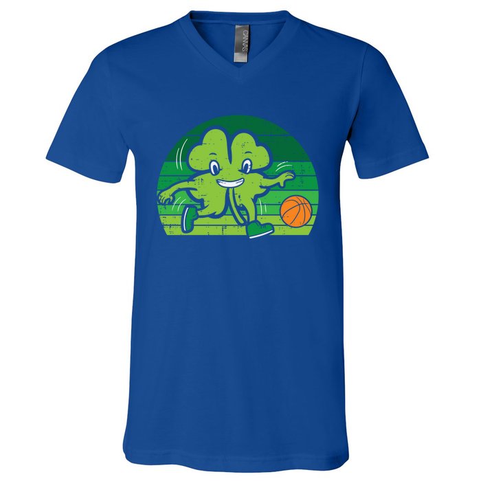 Shamrock Playing Basketball St Patricks Day Cute Gift V-Neck T-Shirt